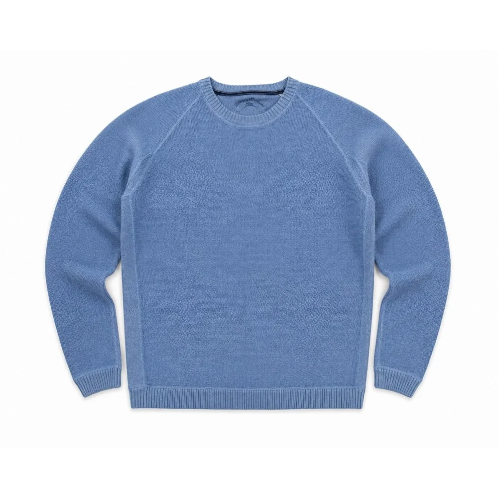 Tommy Bahama Mens XL Blue Cotton Raglan Crewneck Knit Sweater